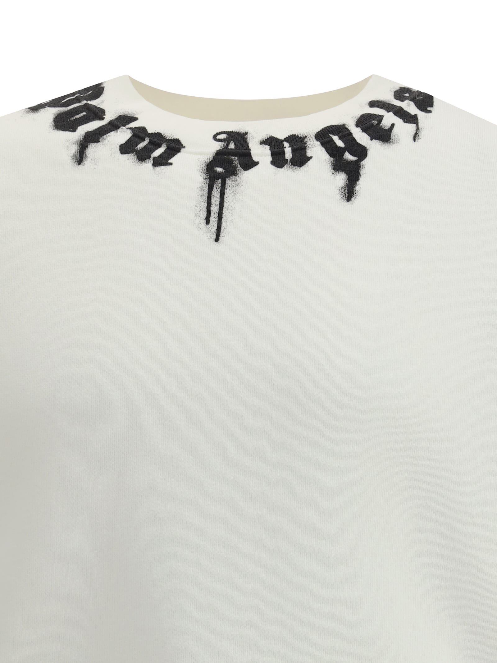 Palm Angels White Cotton Sweatshirt In White