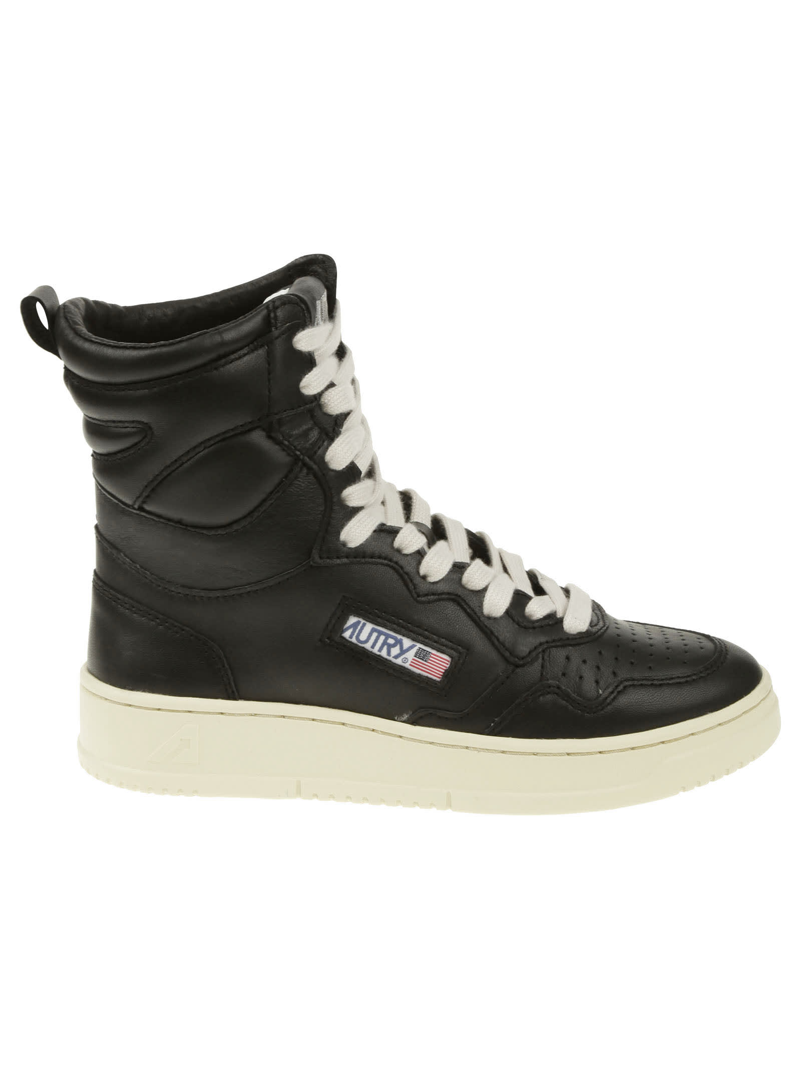 Autry Big One High Wom Leat Blk Black Leather High Top Sneaker - Big On High In Black