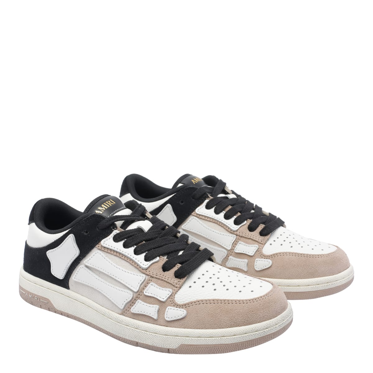 Amiri Skel Top Low Panelled Suede Sneakers In Brown