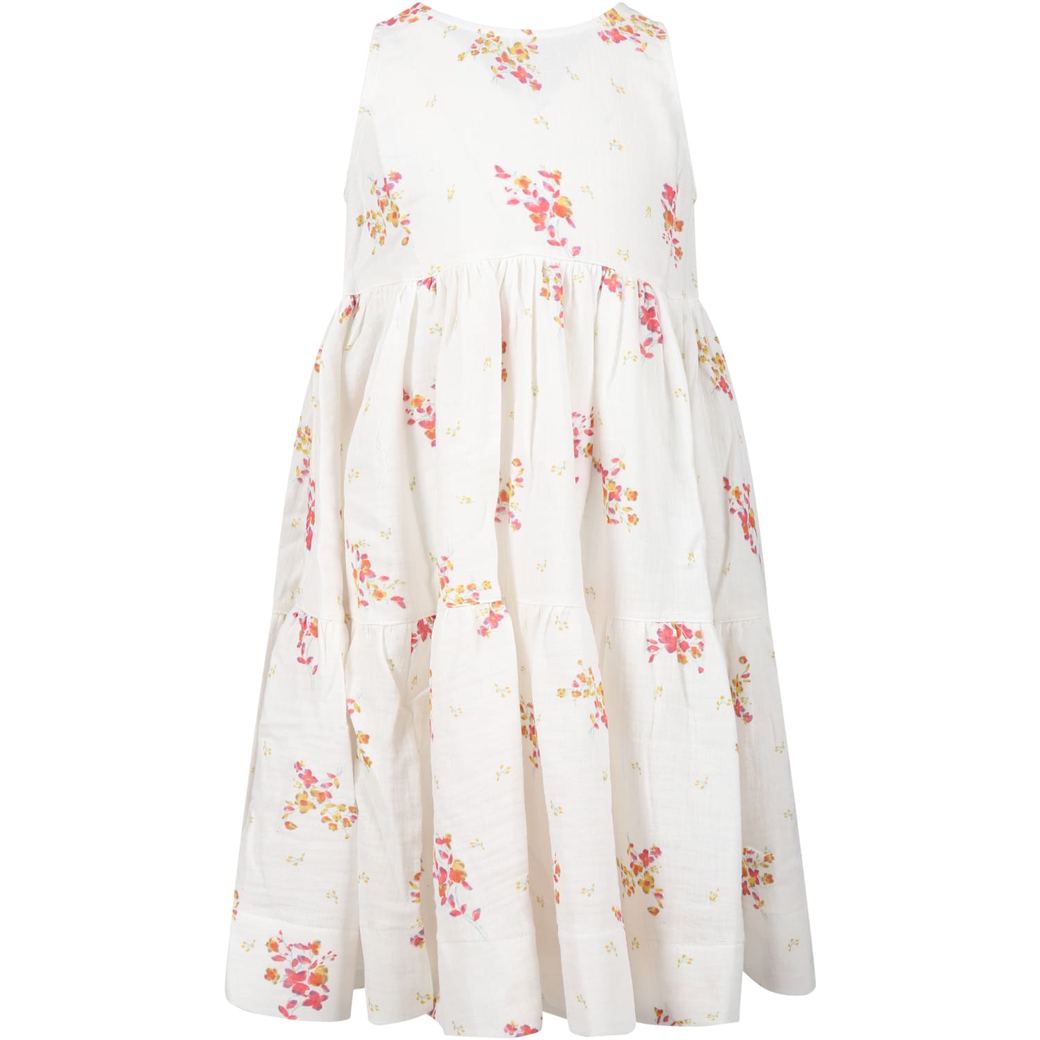 Caffe' D'orzo Kids' White Dress For Girl With Print