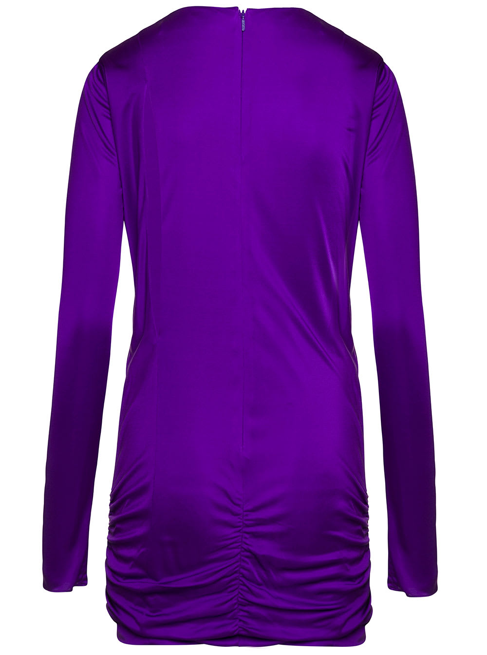 Shop Versace Purple Minidress With Cut-out Detailing Satin Effect In Viscose Woman In Violet