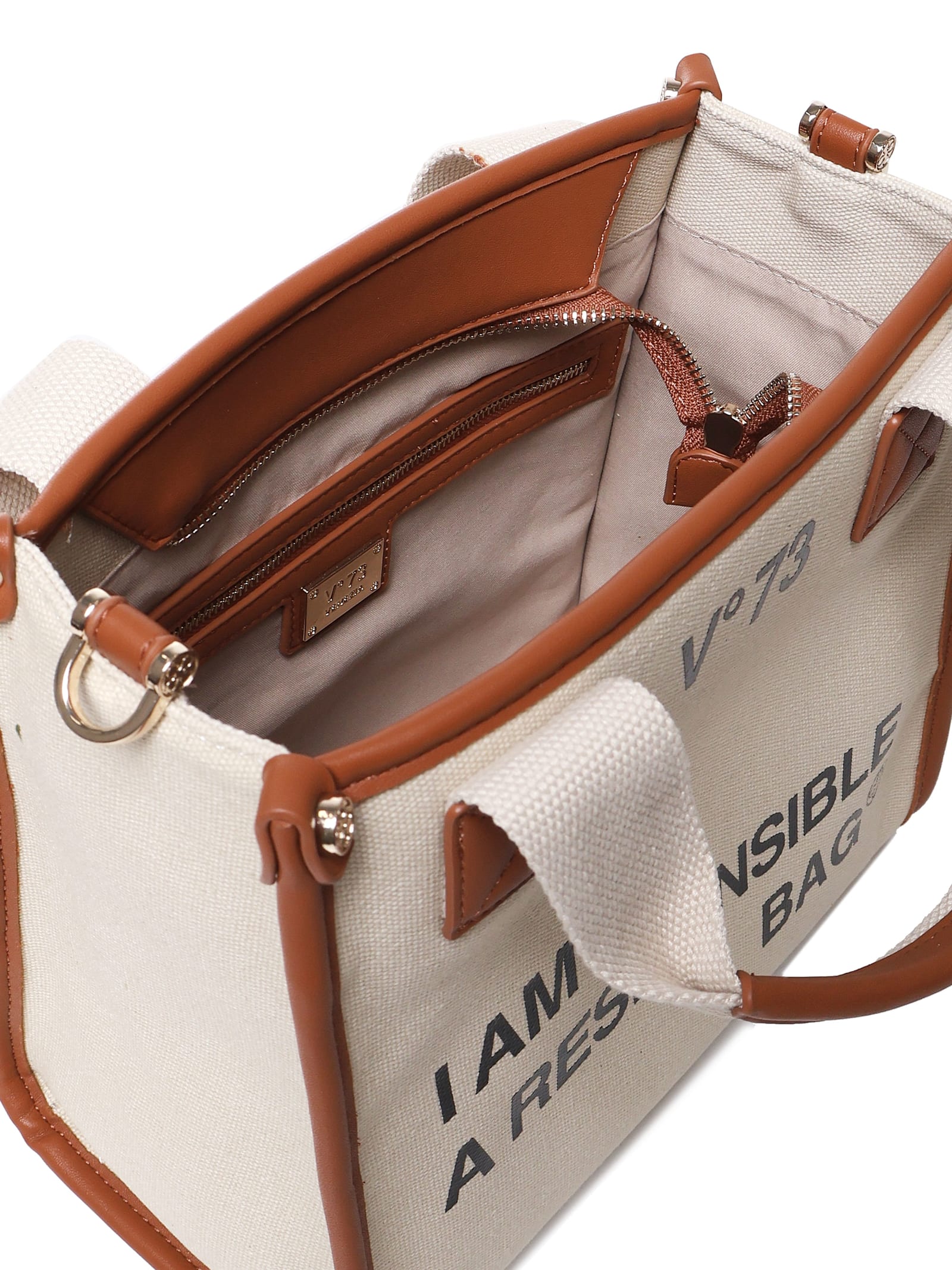 V73 Responsibility Tote Bag In Canvas In Brown