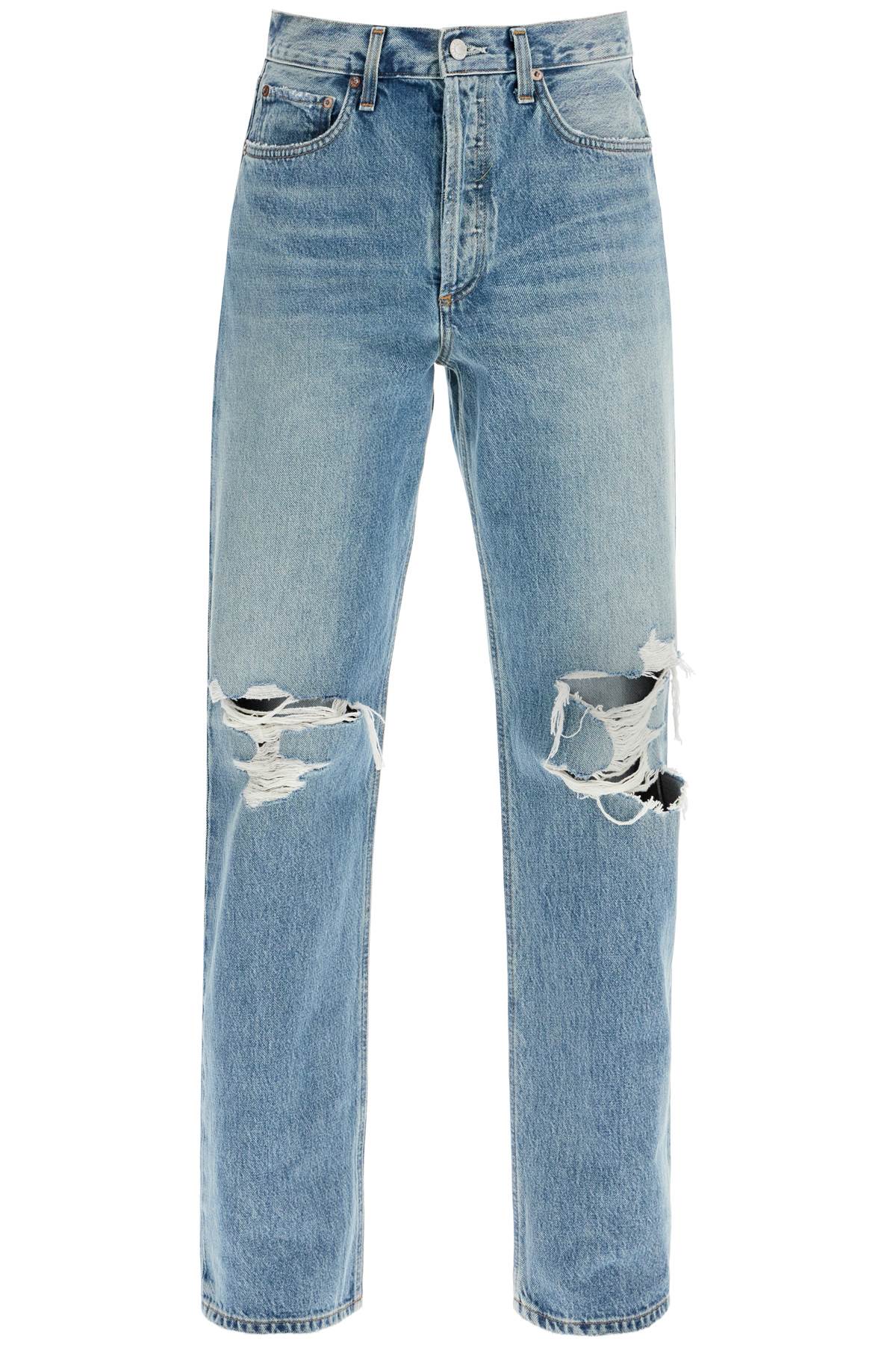 Relaxed Straight Fit Kelly Used Effect Jeans