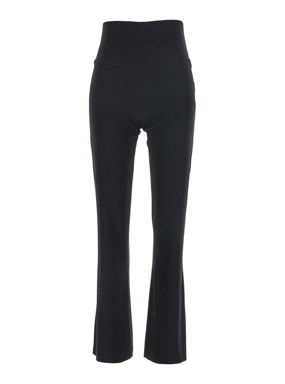 Norma Kamali Boot Black Pants With High Waist And Wide Leg In Tech Fabric Stretch Woman In Black