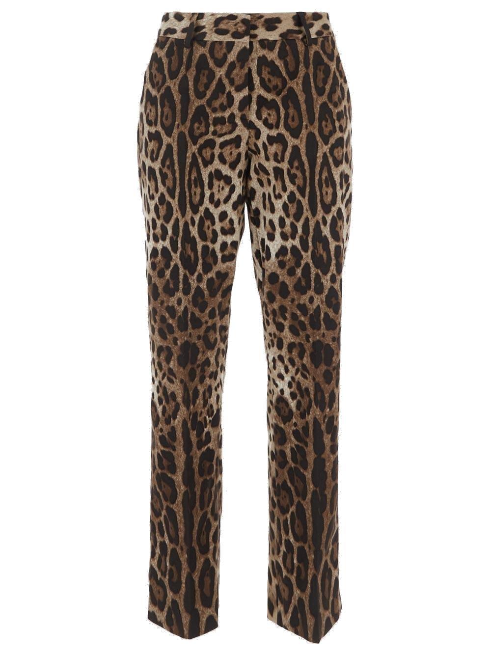 DOLCE & GABBANA LEOPARD-PRINTED HIGH-WAIST CROPPED TROUSERS