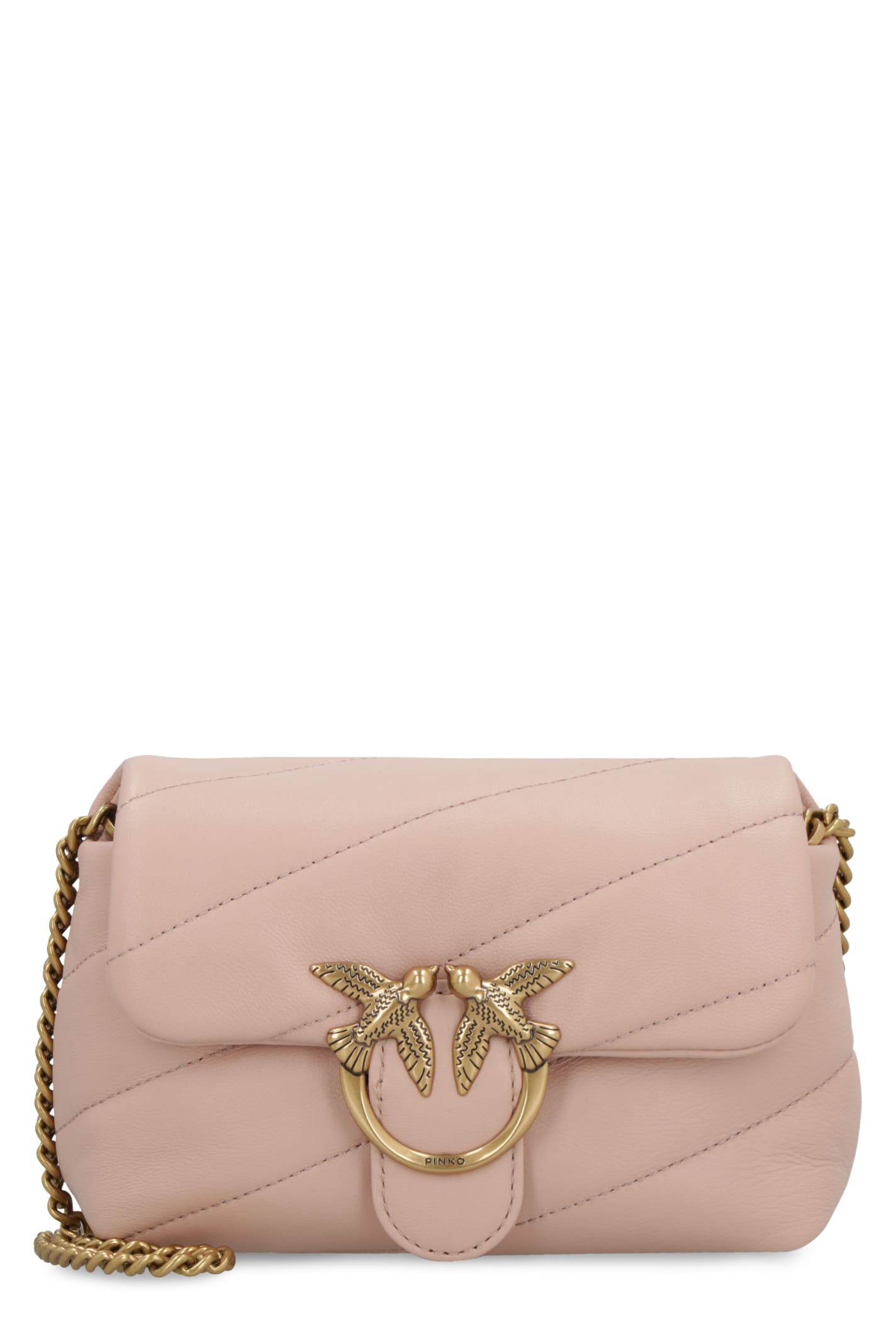 Pinko Baby Love Puff Leather Crossbody Bag In Pink