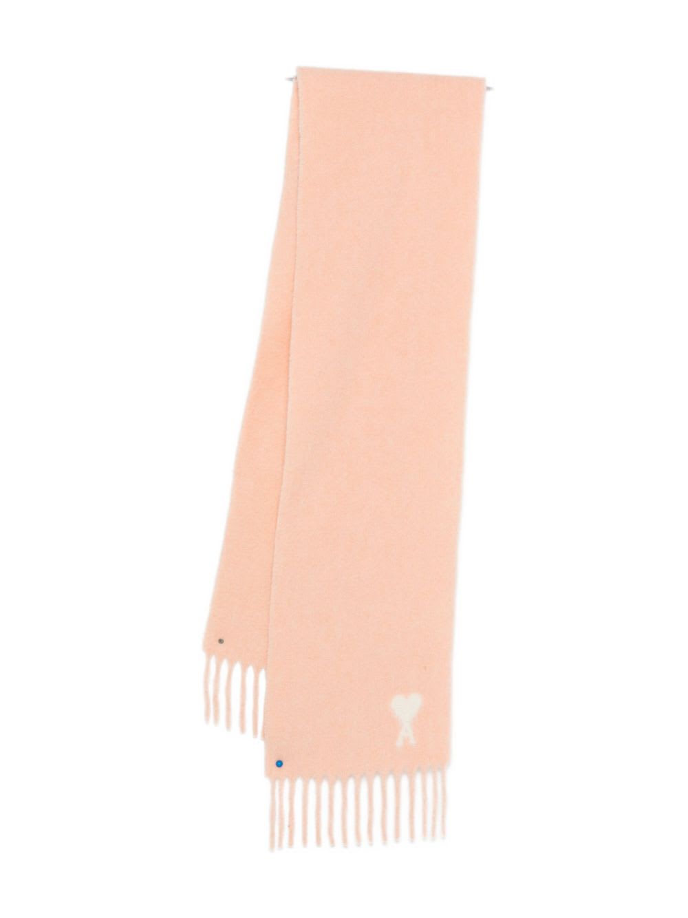 Ami Alexandre Mattiussi Ami De Coeur Wool Scarf In White