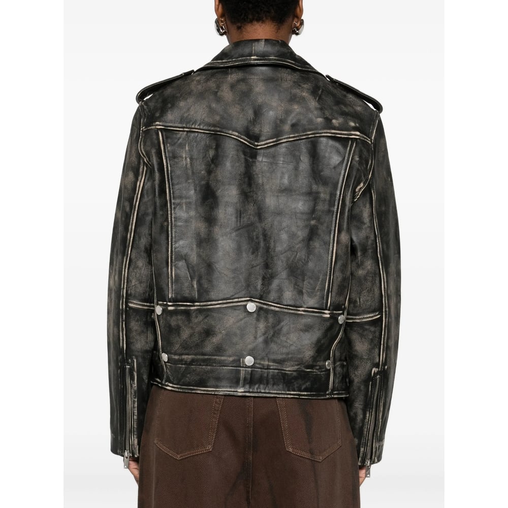 Gestuz Belted Leather Jacket In Black