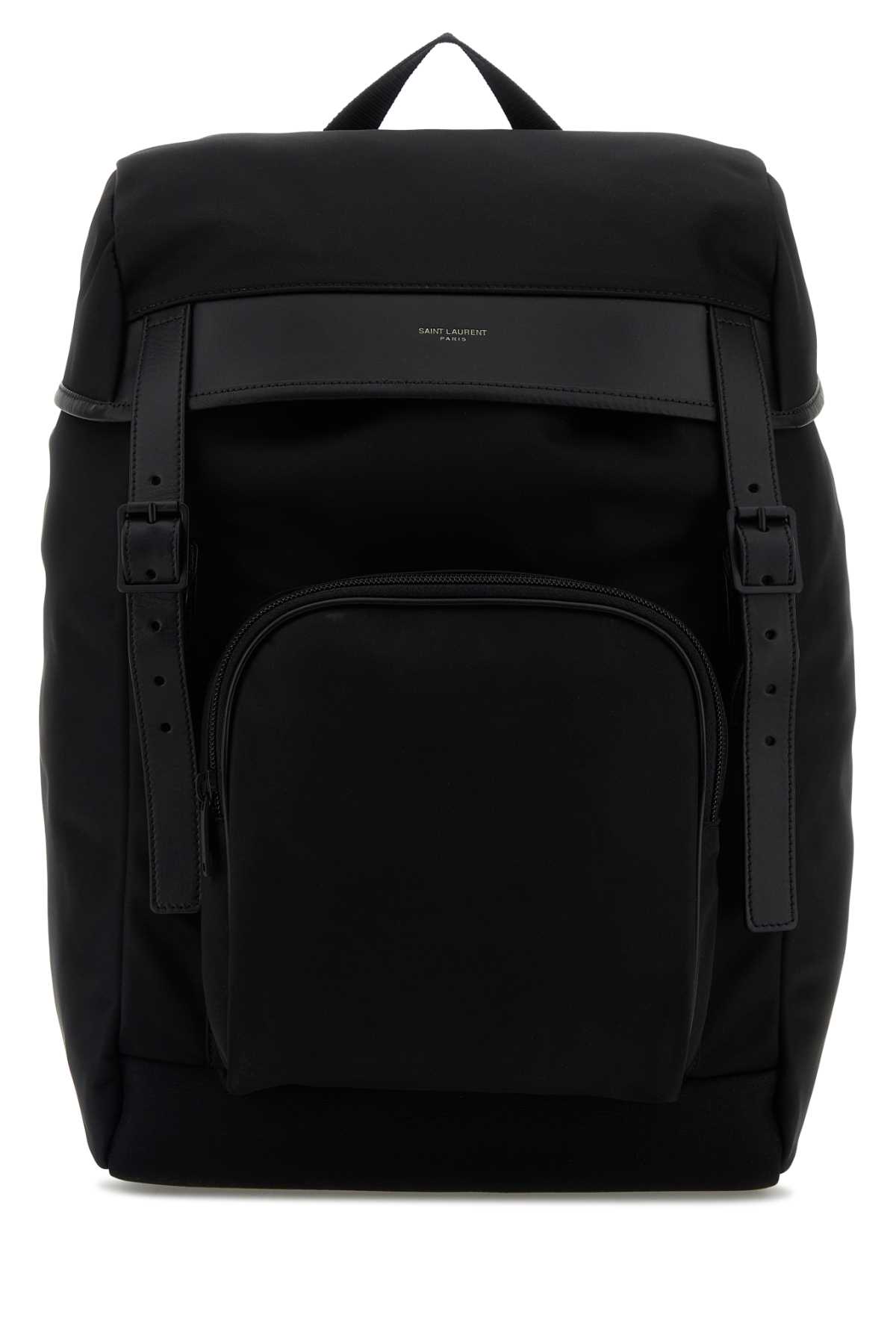 Saint Laurent Black Fabric City Backpack In Black