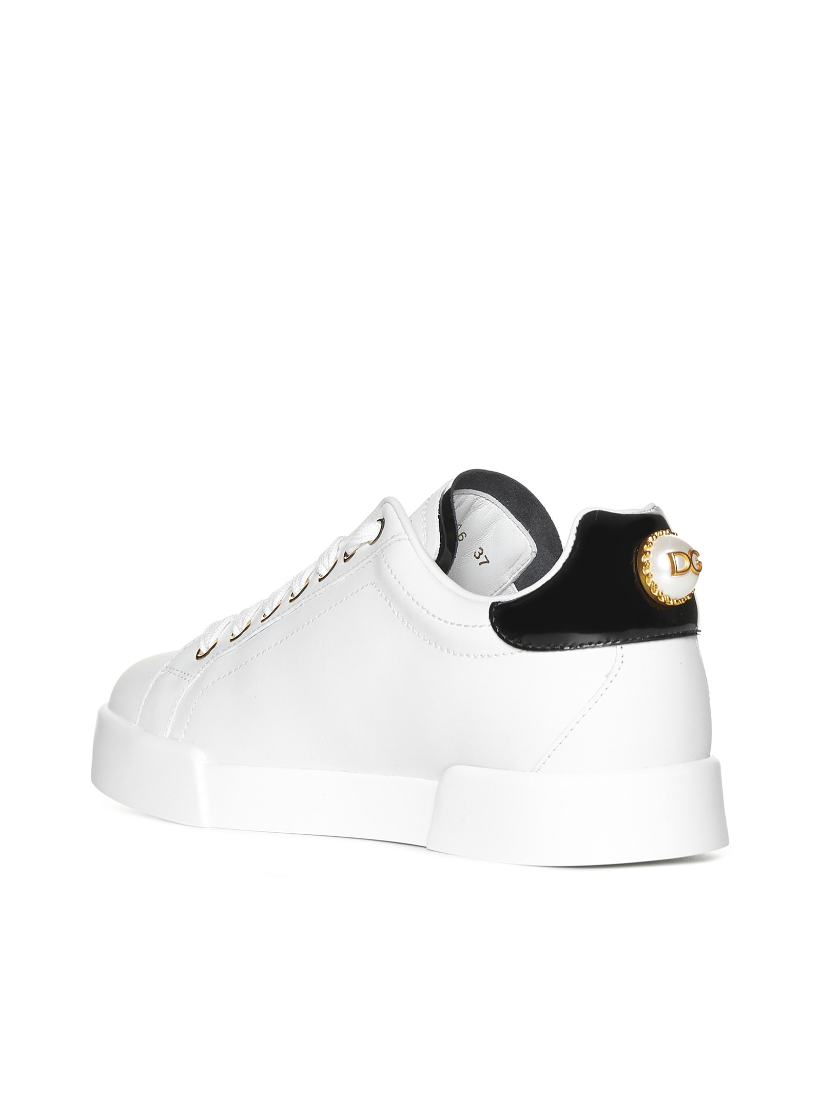 Dolce & Gabbana White Low Top Sneakers With Logo Lettering On The Tongue And Logo Detail On The Heel In Leather Woma In White