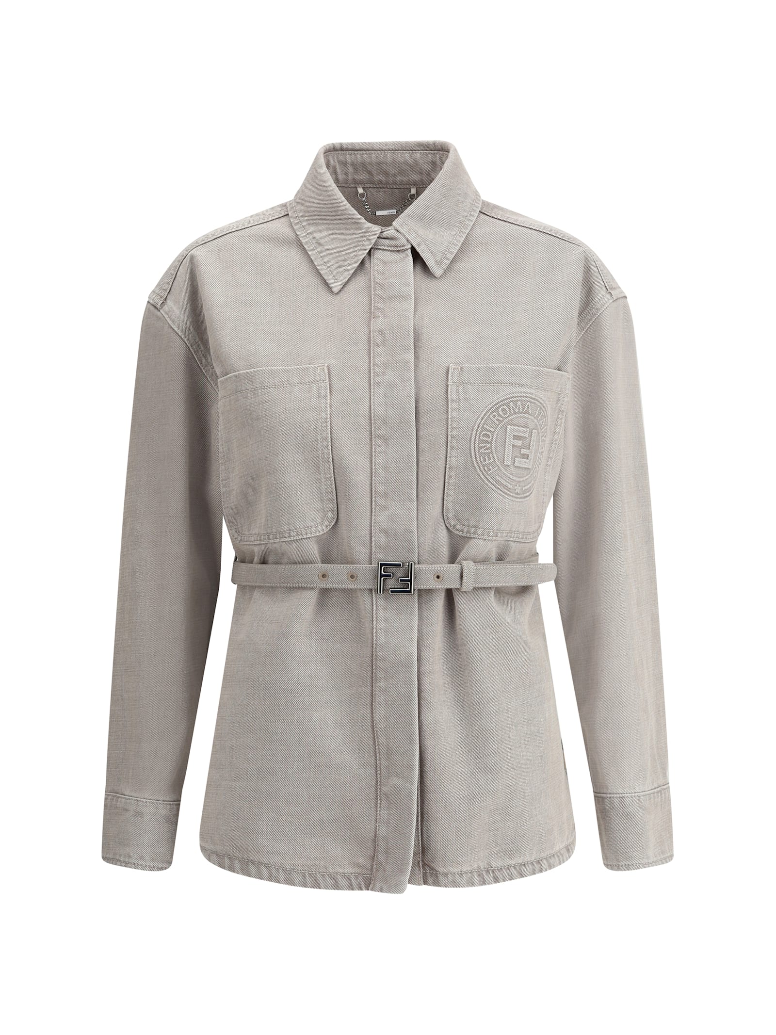 Fendi Beige Denim Go-to Jacket In Neutral