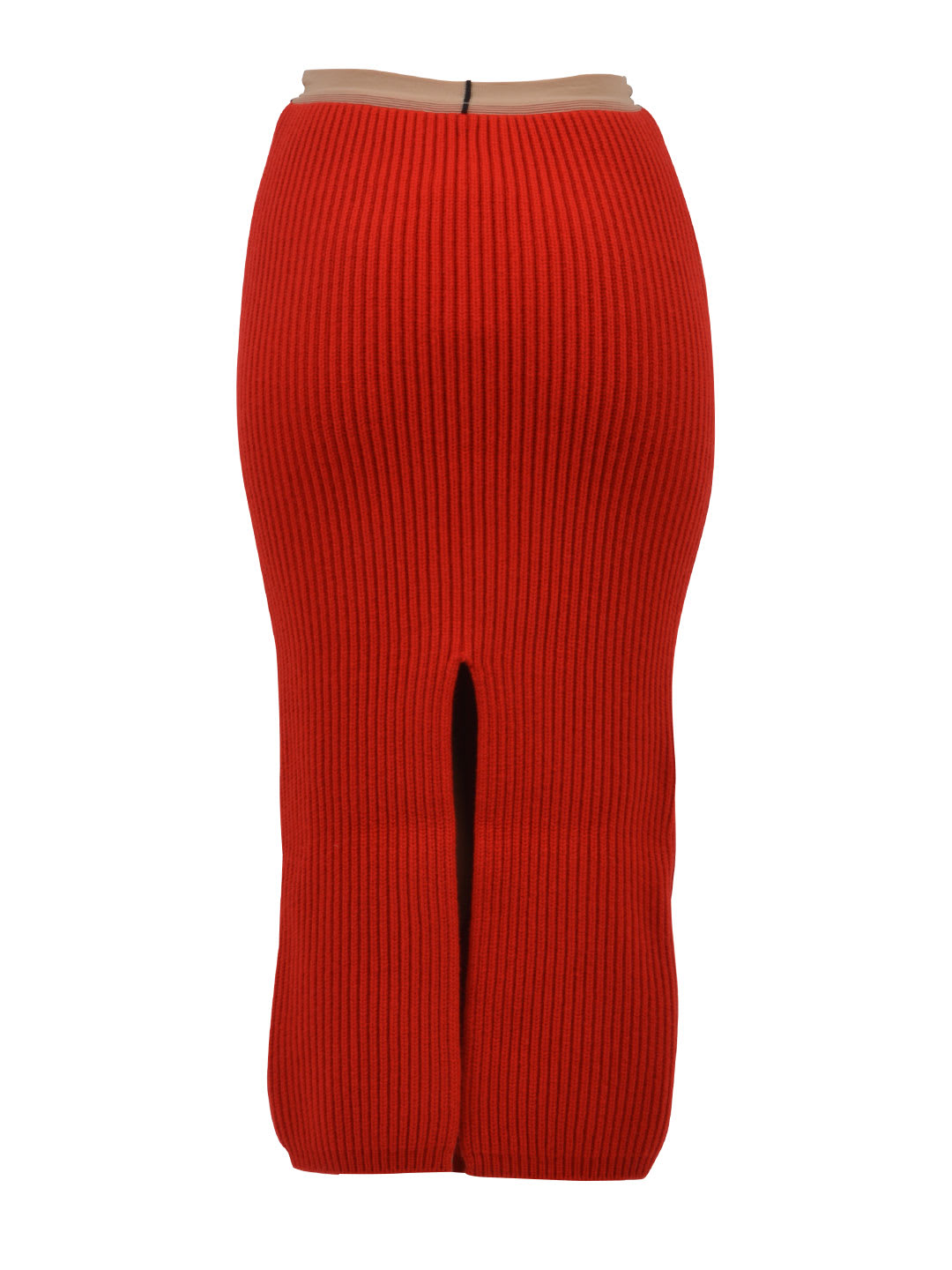 Shop Calvin Klein Rib-knit Midi Skirt In Red