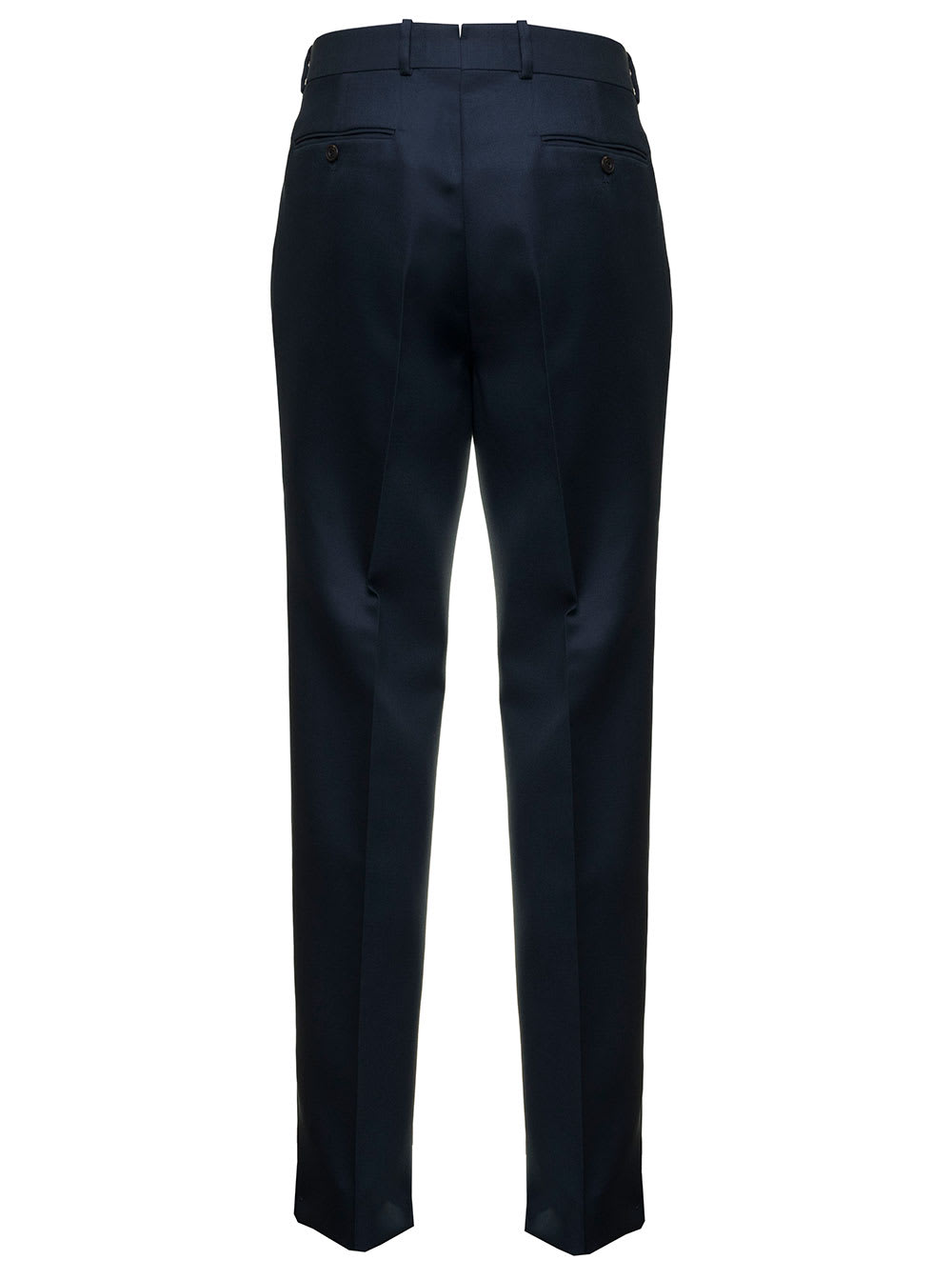 Alexander Mcqueen Man Blue Wool Blend Tailored Trousers