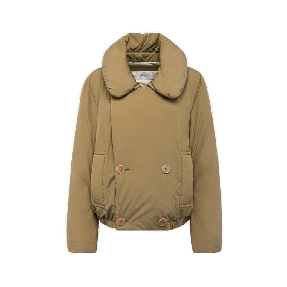Shop Lemaire Double-breasted Puffer Jacket In Kaki