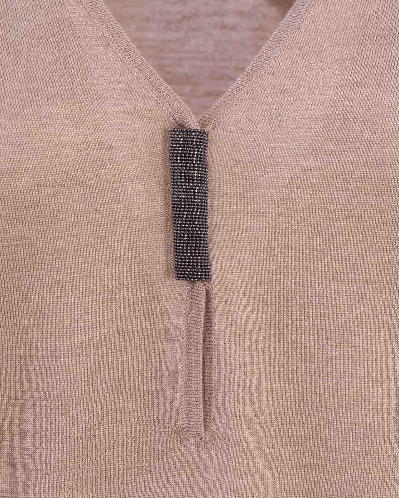 Shop Brunello Cucinelli V-neck Knitted Jumper In Beige