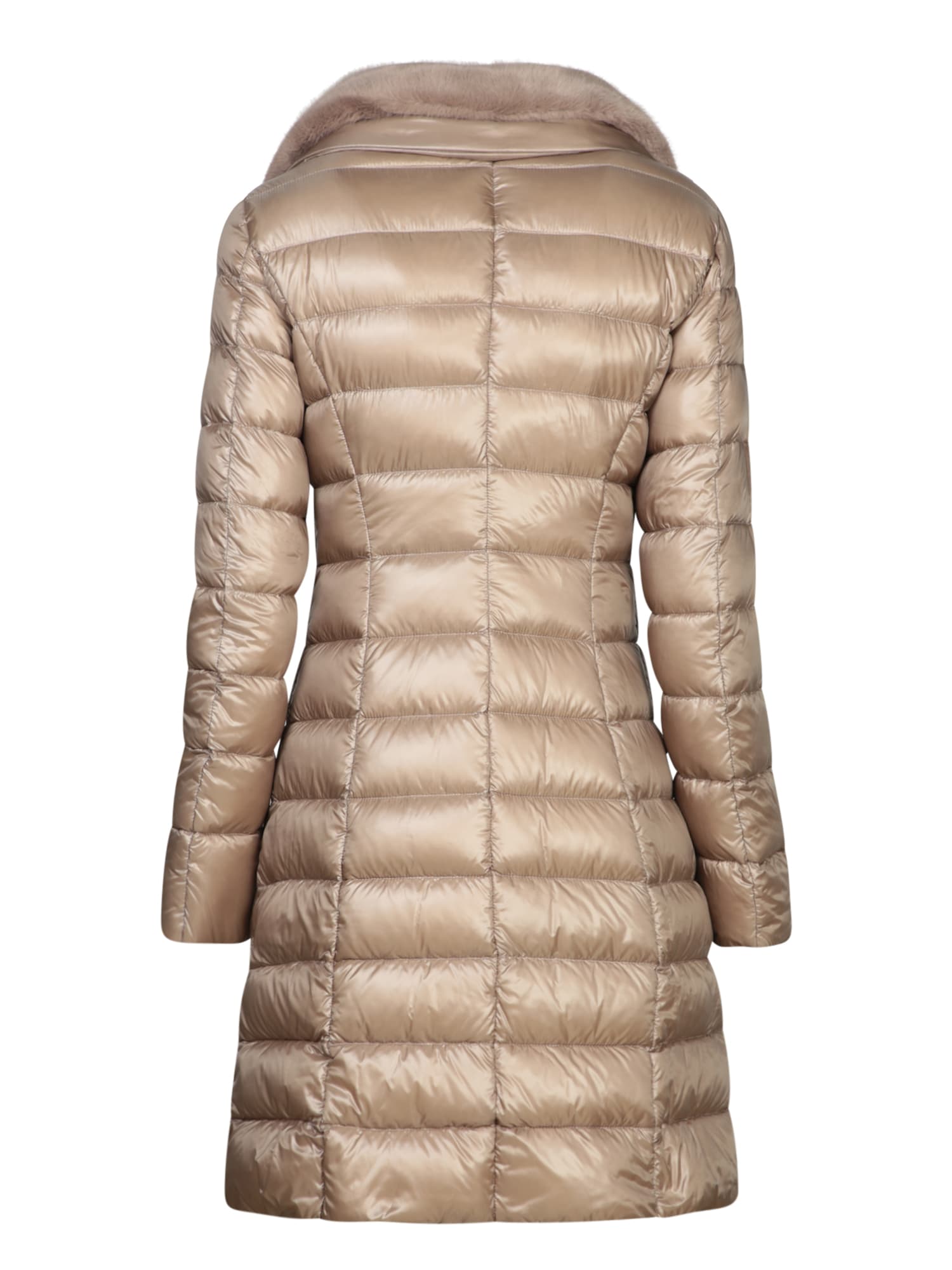 Shop Herno Elisa Long Ecofur Taupejacket In Beige