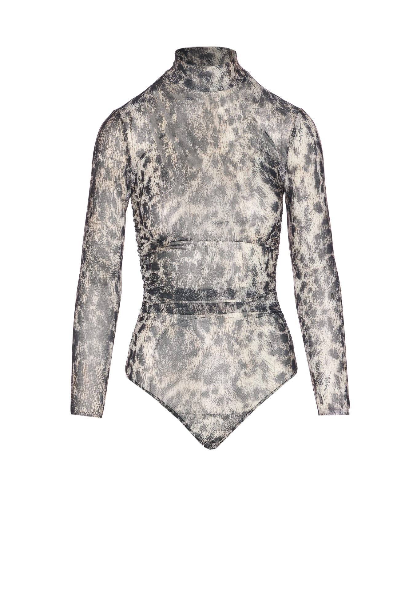 Aniye By Leopard-print High-neck Bodysuit In Gray