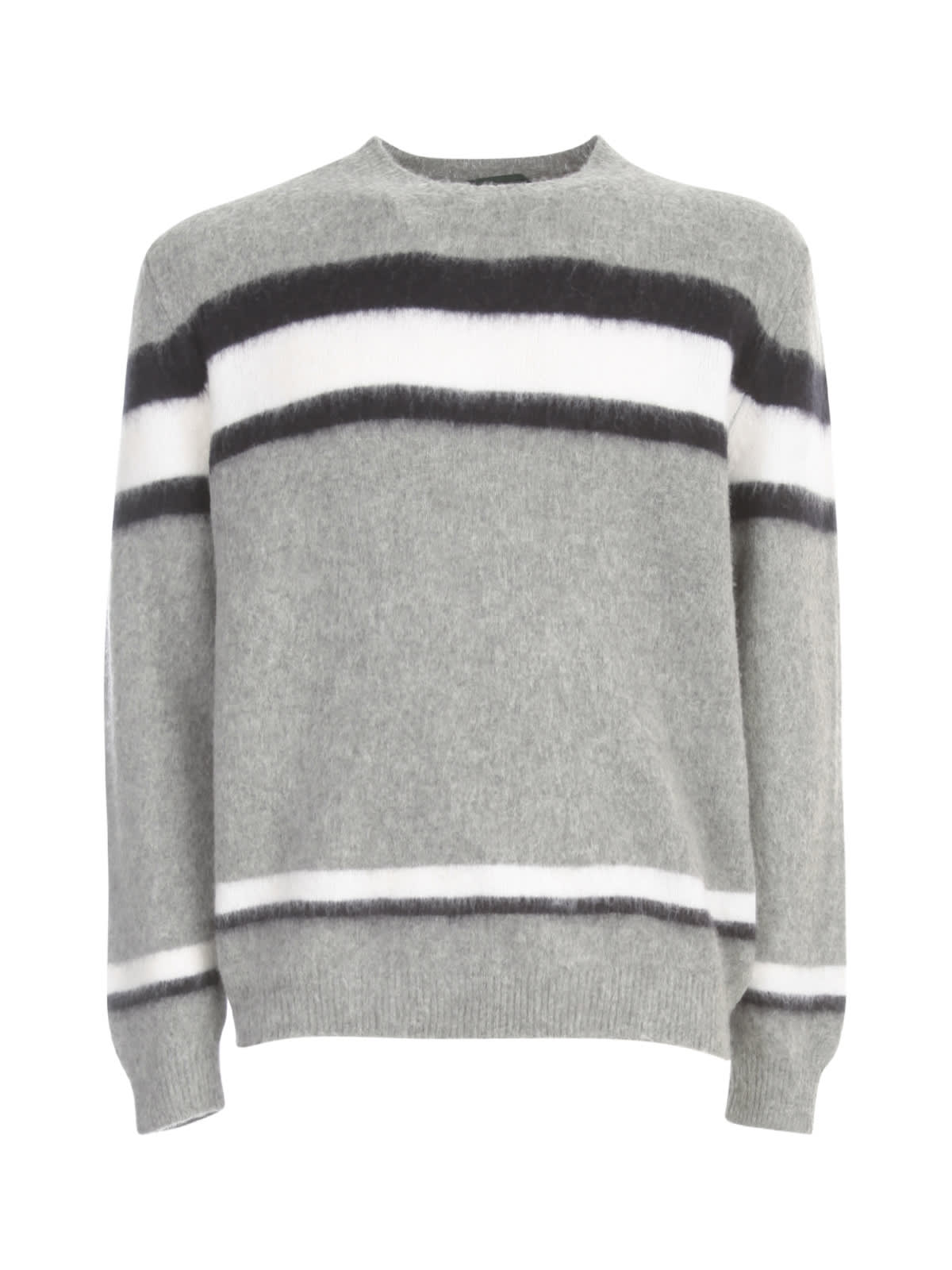 Round Neck Striped Lambswool Sweater Zanone