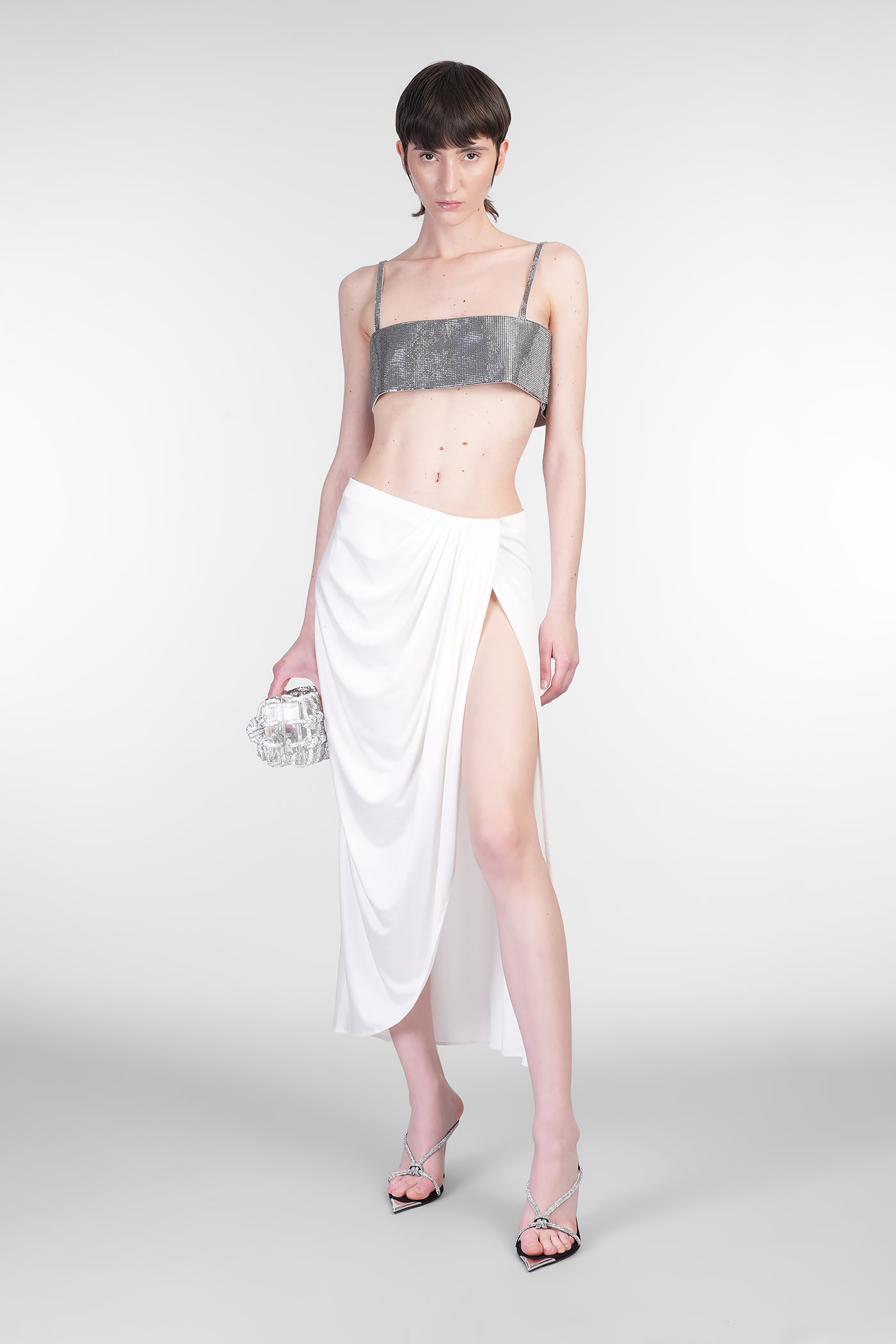 Nué Mirror Topwear In Silver Polyester