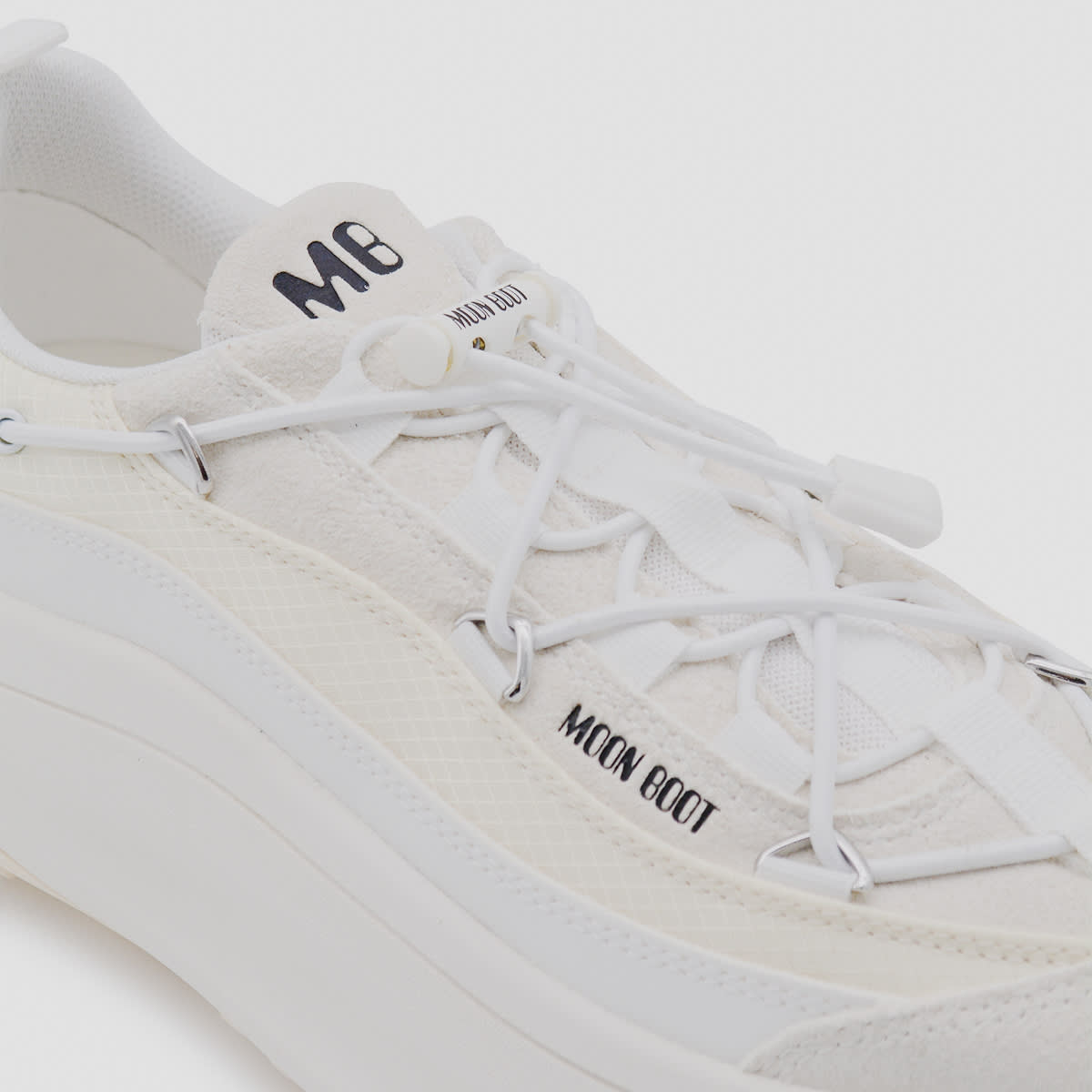 Moon Boot Chunky Sole Low Top Sneakers With Pull Tab In White