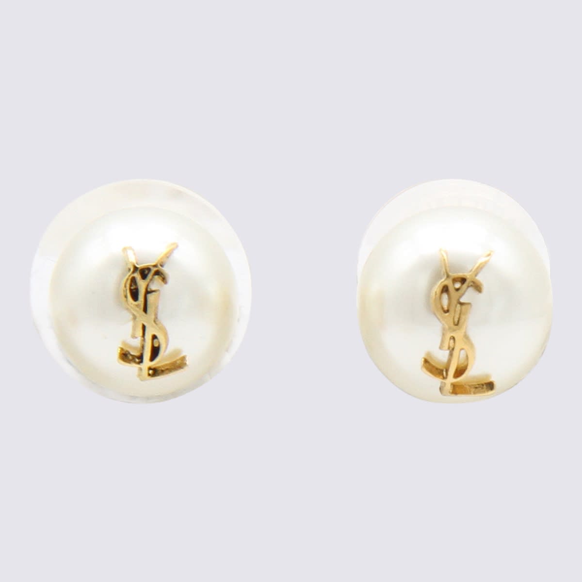 Saint Laurent White Pearl Earrings