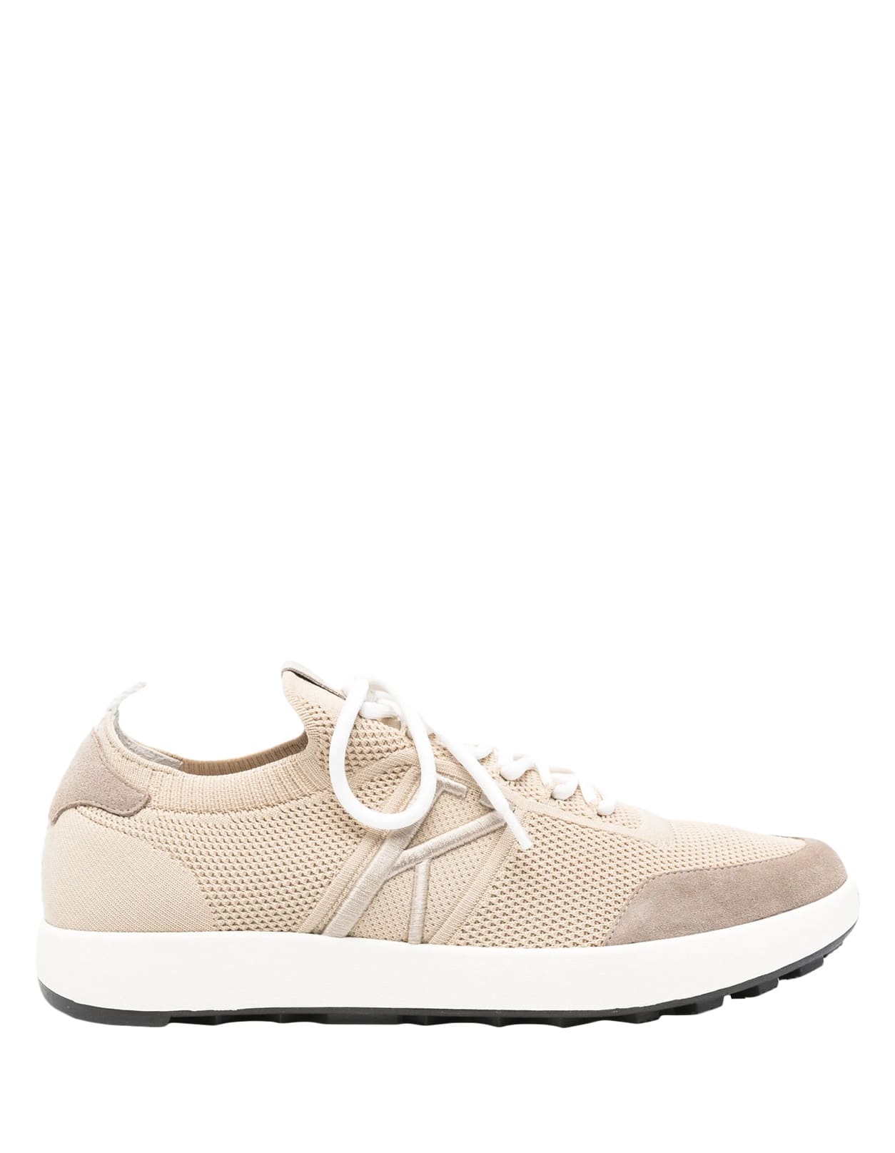 Beige Mesh Lace-up Sneakers