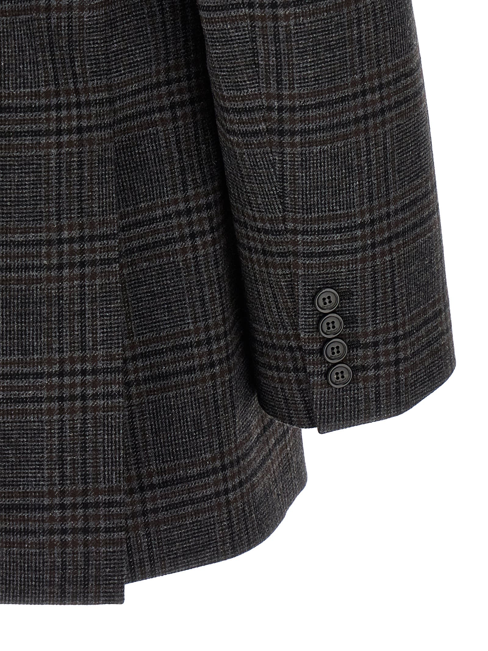 Saint Laurent Double-breasted Blazer Featuring Structured Shoulders In Gray