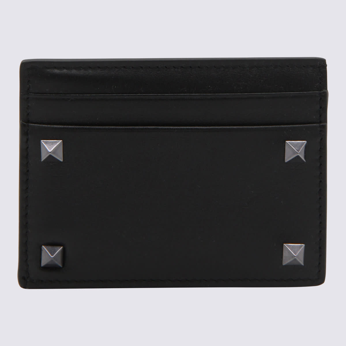 Shop Valentino Black Leather Rockstud Card Holder