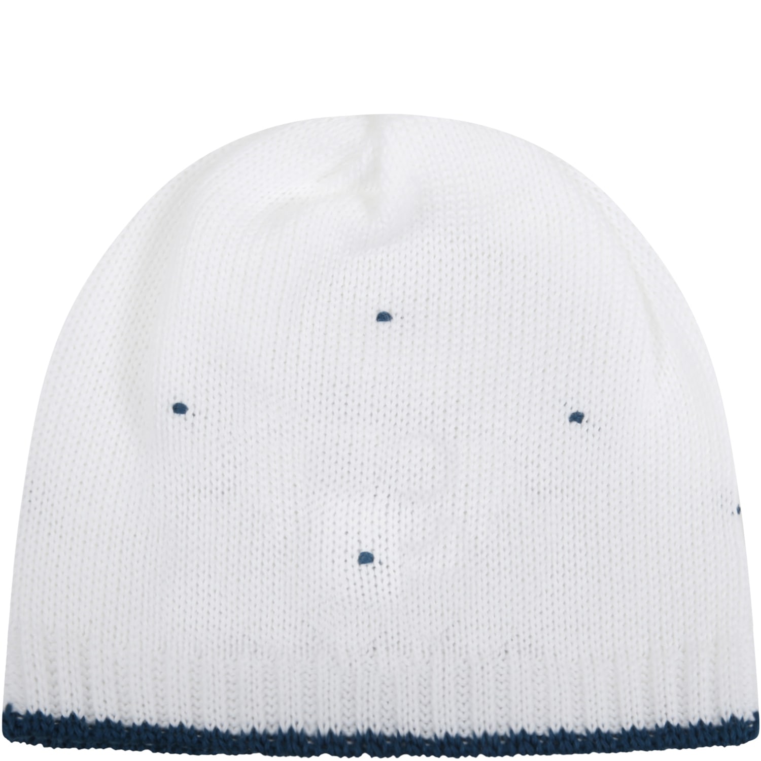 Little Bear White Hat For Babyboy With Polka-dots