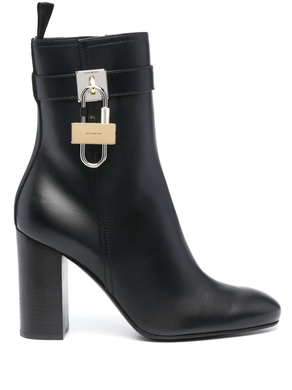 Buy Givenchy Black Leather Ankle Boot With Padlock online, shop Givenchy shoes with free shipping