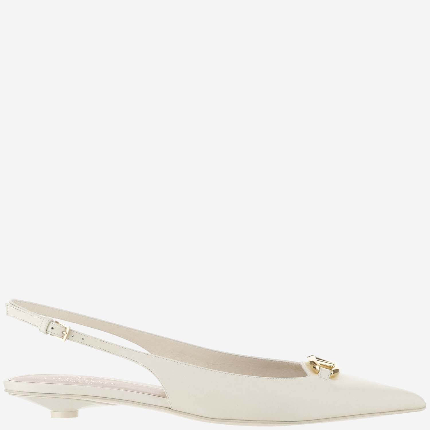 Shop Valentino Ballerina Slingback Vlogo The Bold Edition In 20mm Calf Leather In White
