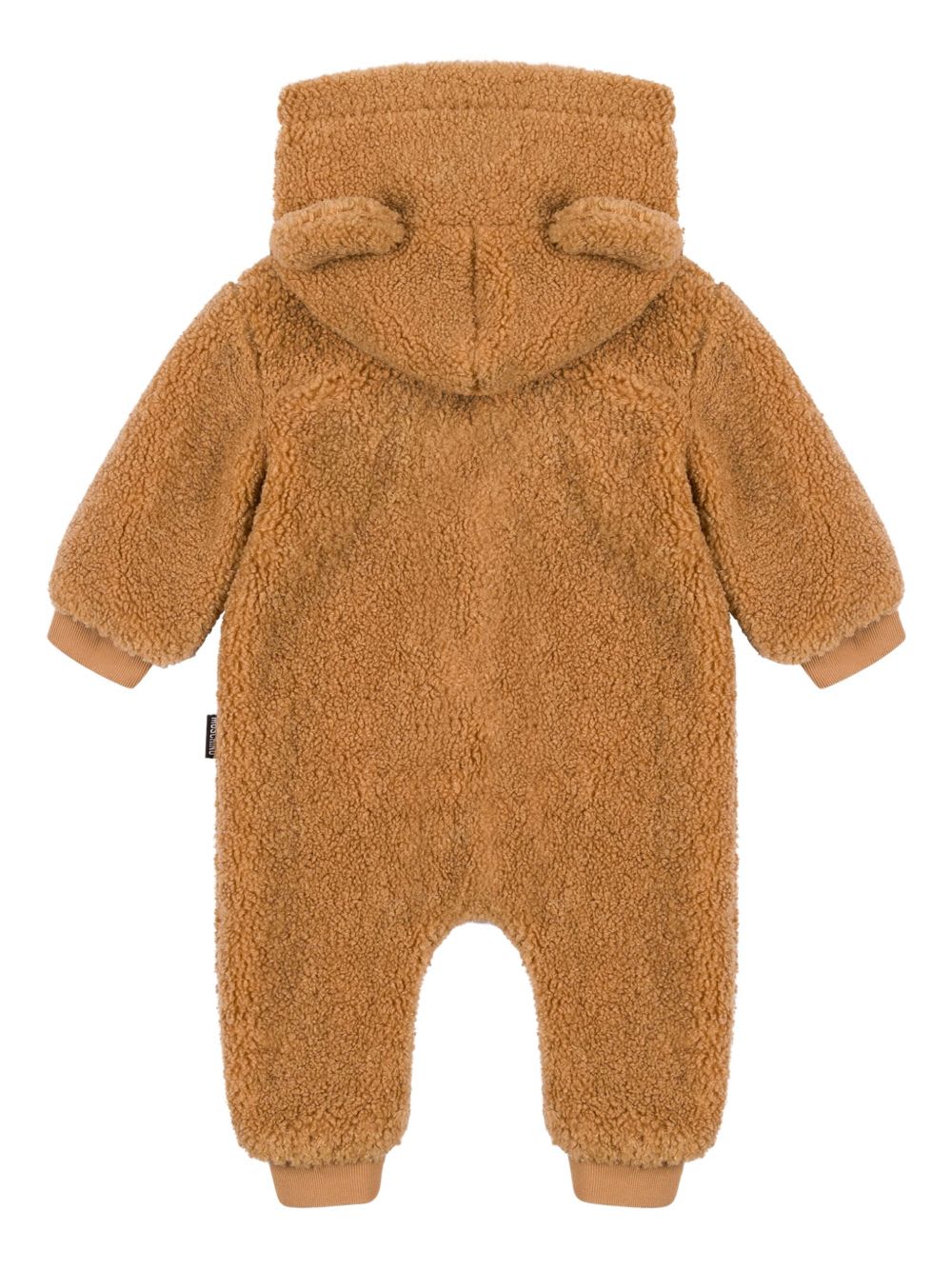 Moschino Kids One-piece Suit With Faux Fur Hood In Brown