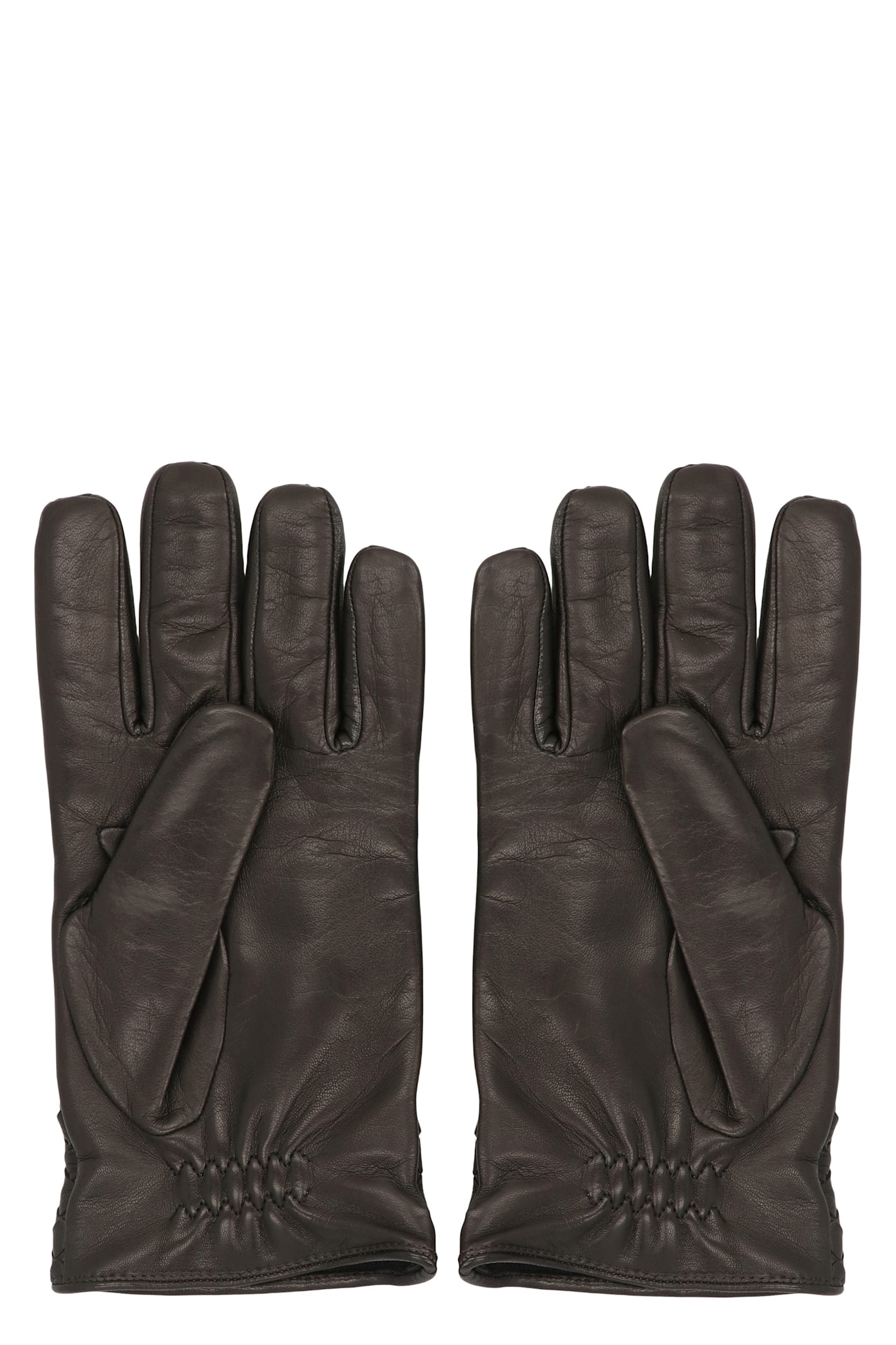 Bottega Veneta Leather Gloves In Brown