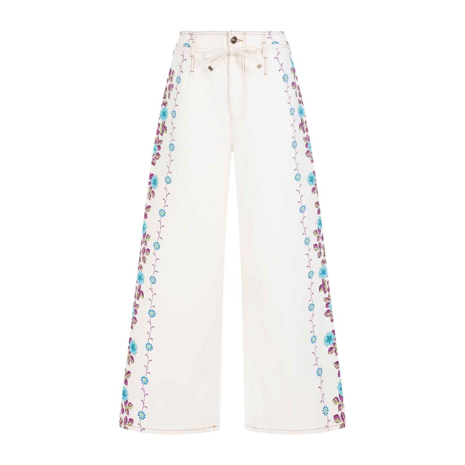 Etro Floral-printed Wide-leg Stretched Jeans