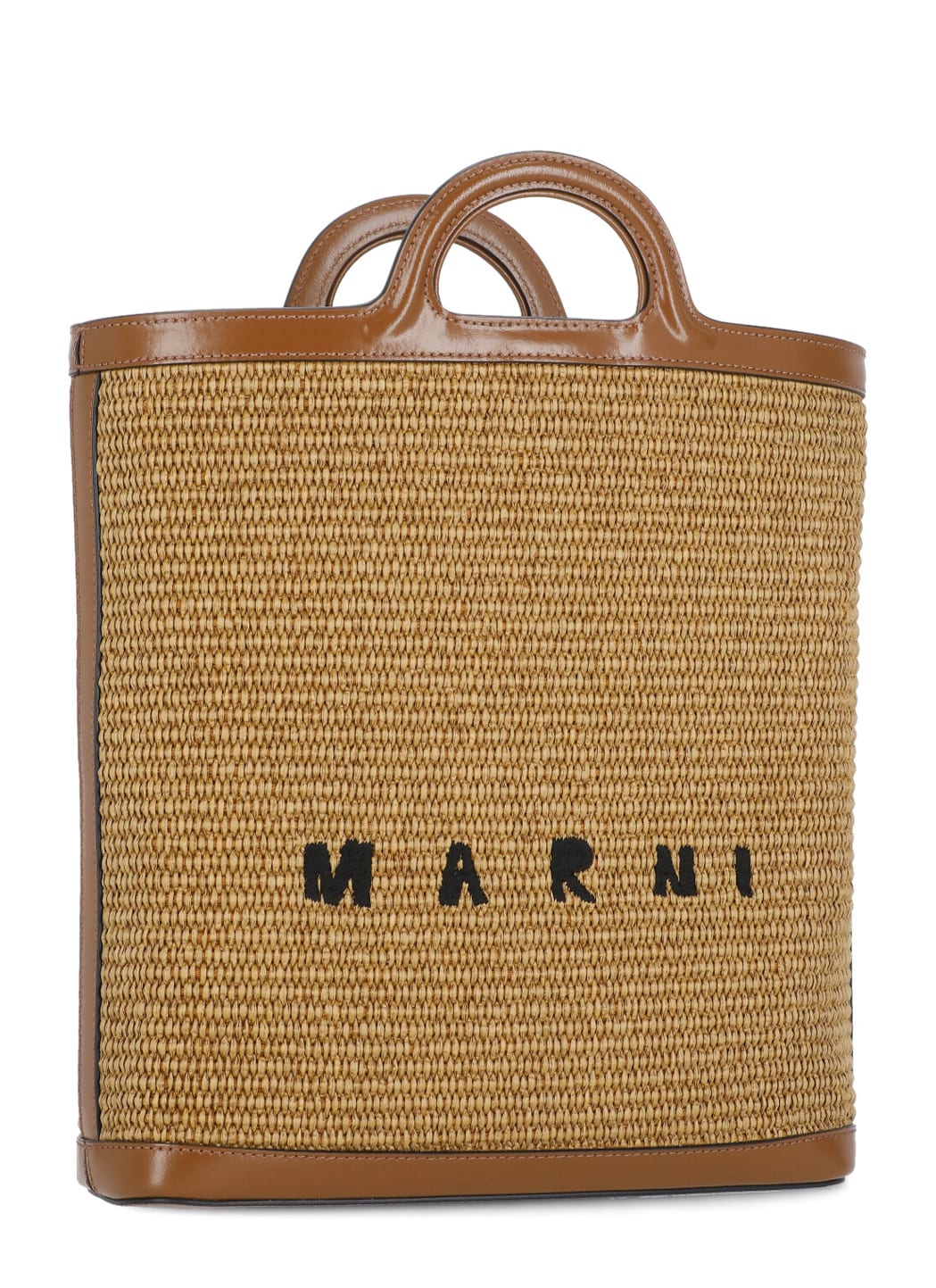 Shop Marni Rafia Shoulder Bag In Brown