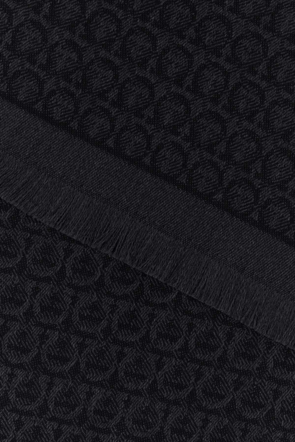 Shop Ferragamo Embroidered Wool Scarf In Blackcharcoal