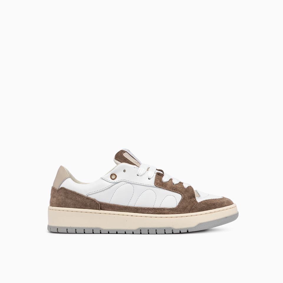 Paura Santha Model 2 Brown Leather Sneakers In White