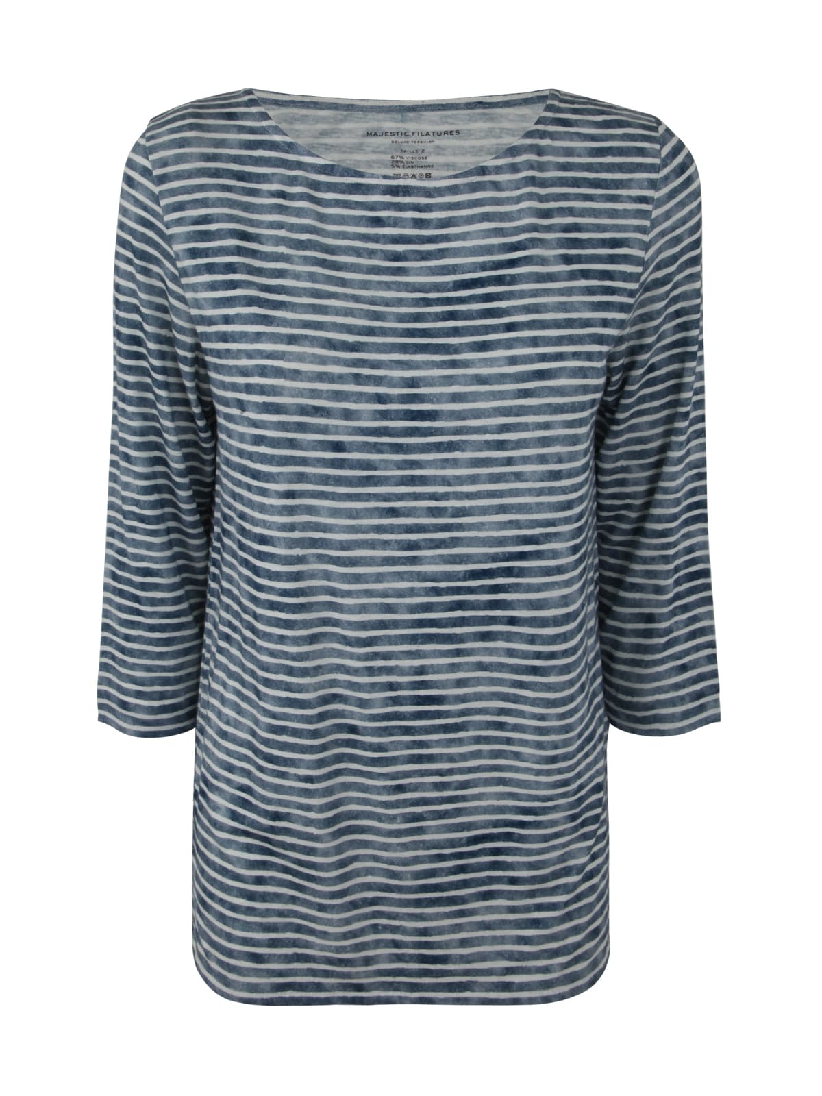 Majestic 3/4 Sleeves Boat Neck Sweater In Ocean