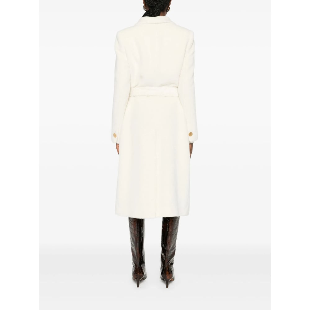 Tagliatore Double-breasted Belted Coat In Neutral