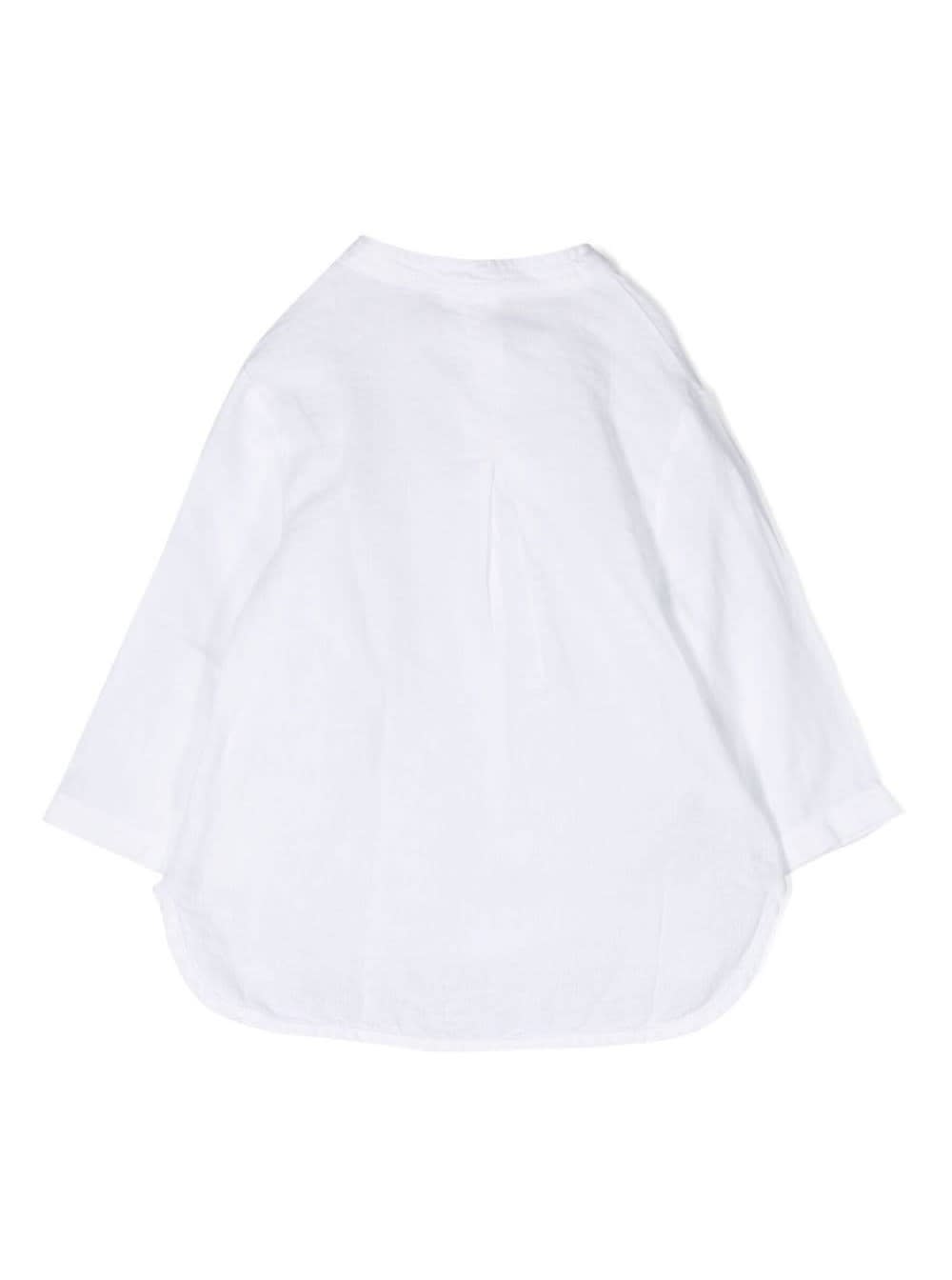 Shop Il Gufo White Long Sleeve Shirt In Linen Baby