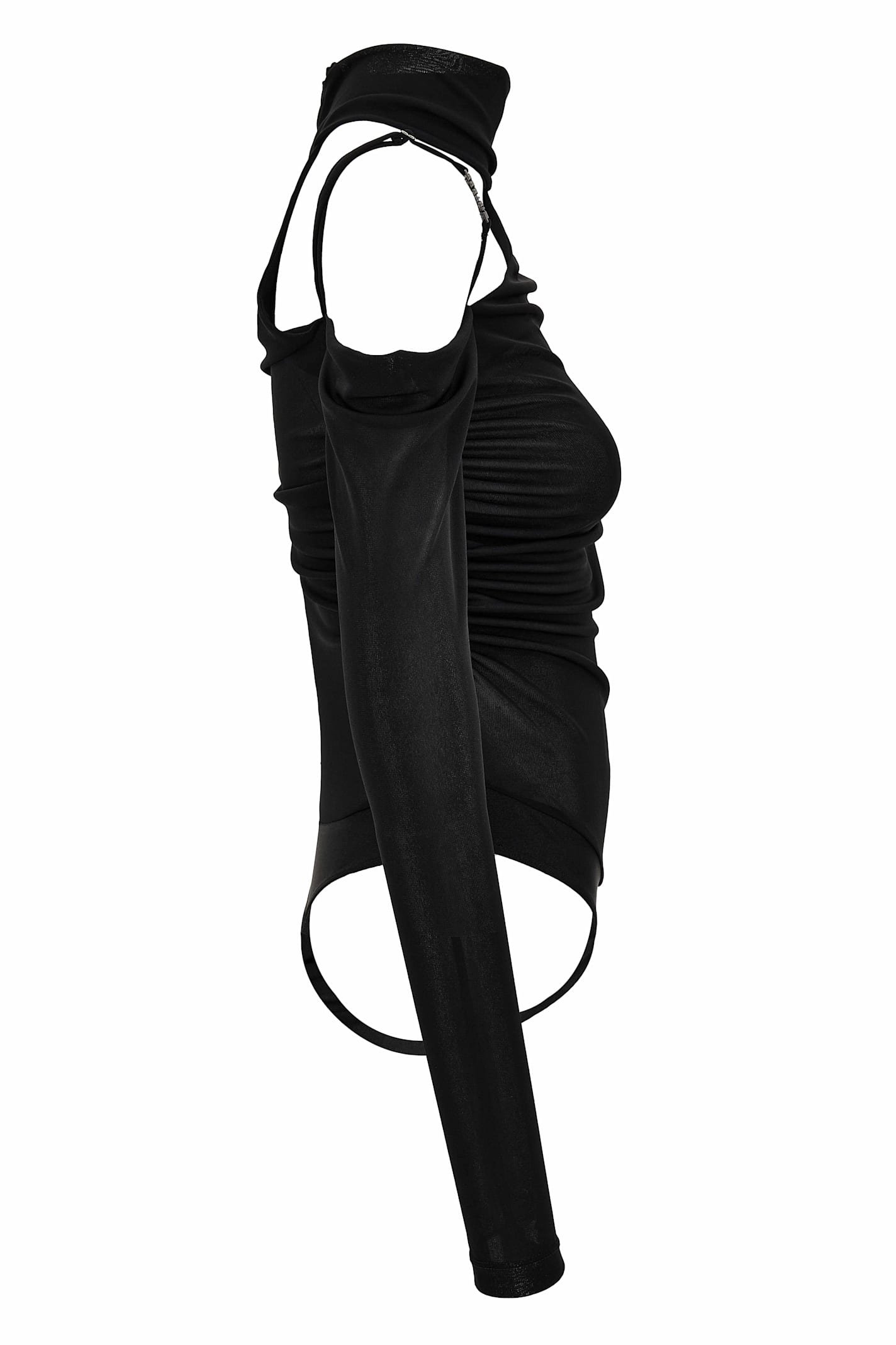 Versace Jeans Couture Black One-shoulder Long-sleeve Bodysuit In Black