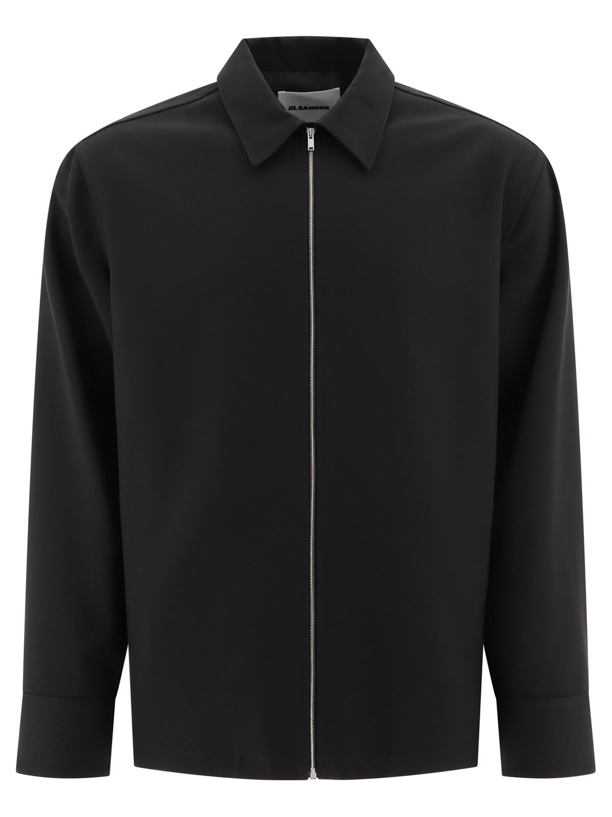 Shop Jil Sander Long-sleeved Gabardine Shirt In Black