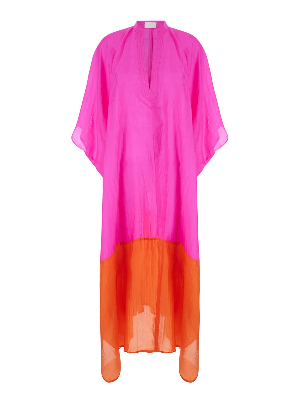 Pink And Orange Maxi Dress In Silk Woman
