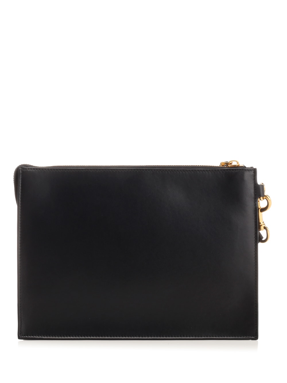 Shop Valentino Flat Black Leather Clutch Bag