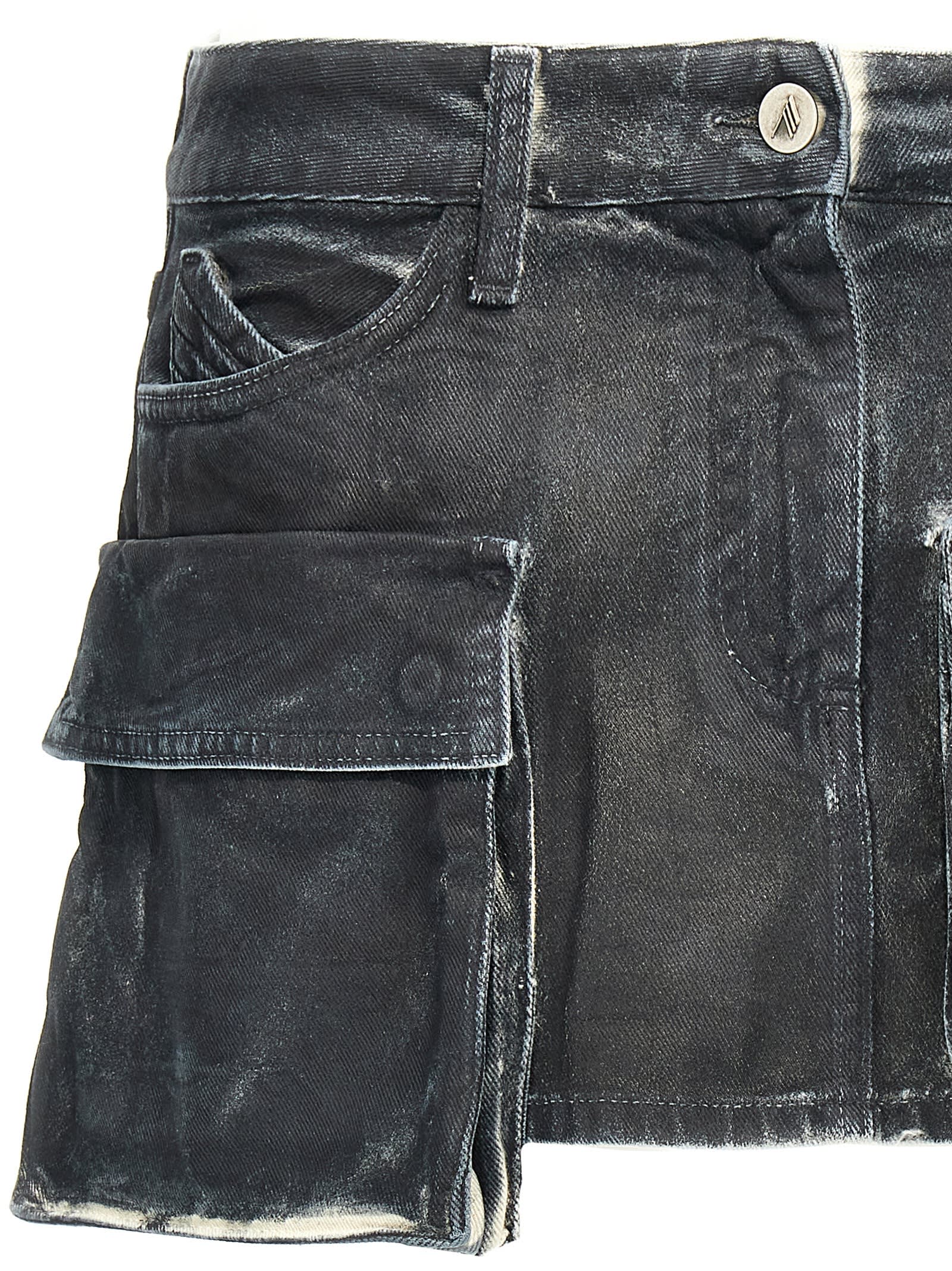 Attico Fay Cargo Mini Skirt In Blue