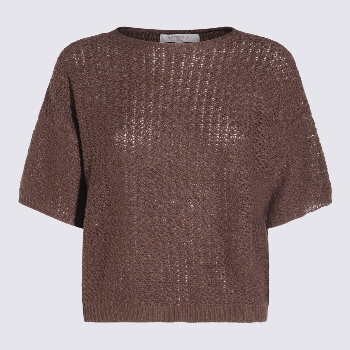Antonelli Brown Linen And Cotton Top