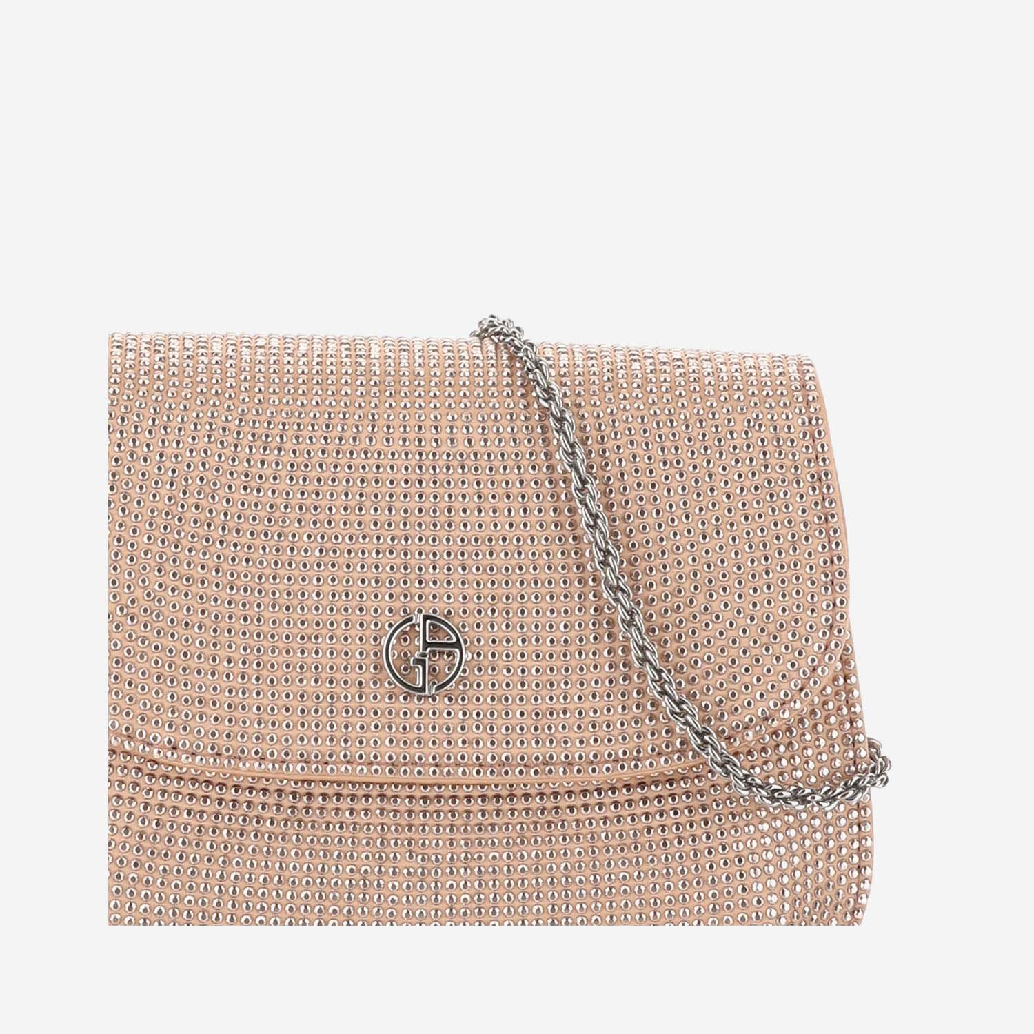 Shop Giorgio Armani Shoulder Bag With Crystals In Pink