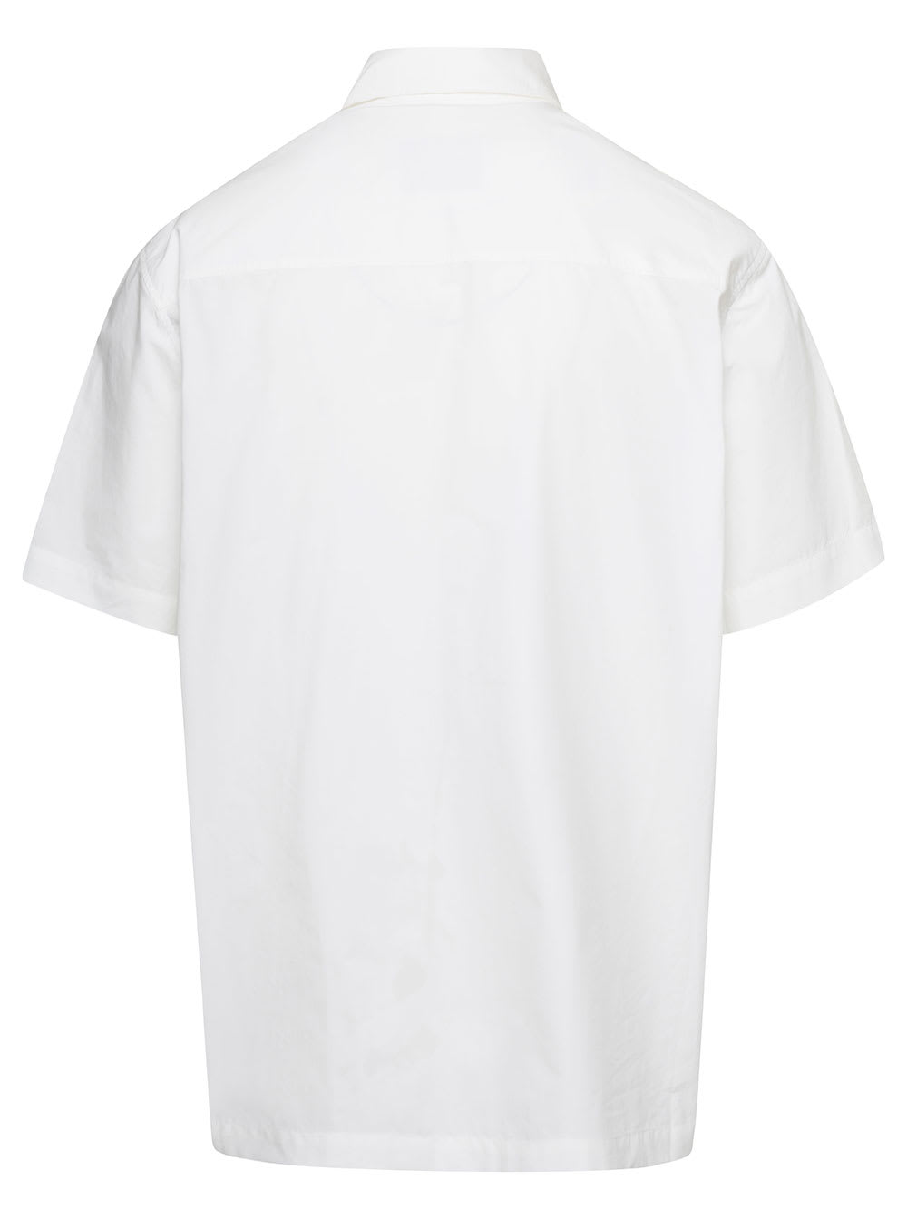 Shop Nanushka Adam White Short Sleeve Shirt With Tonal Letter Embroidery In Cotton Man