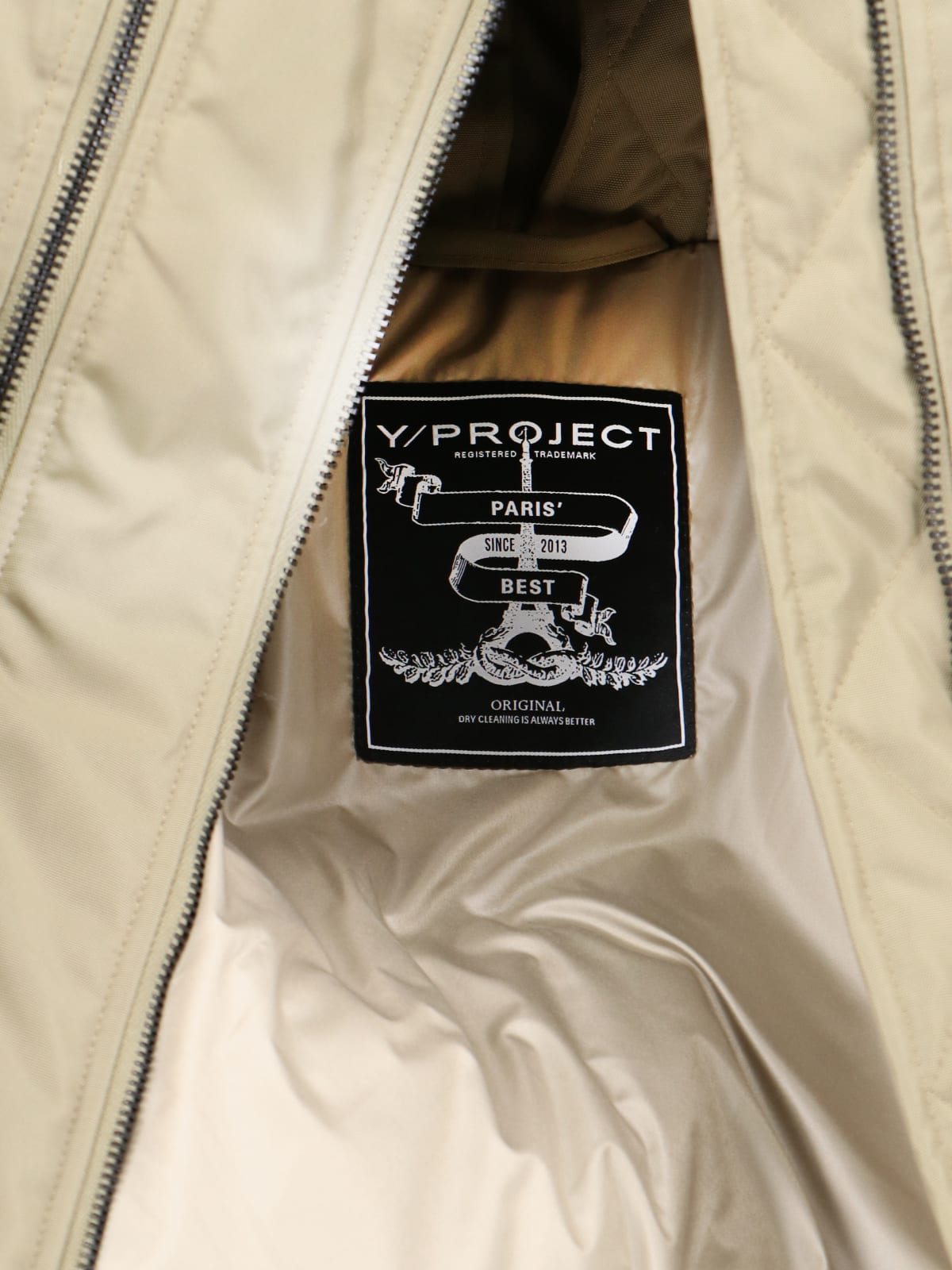 Shop Y/project Double Zip Bomber Jacket In Beige