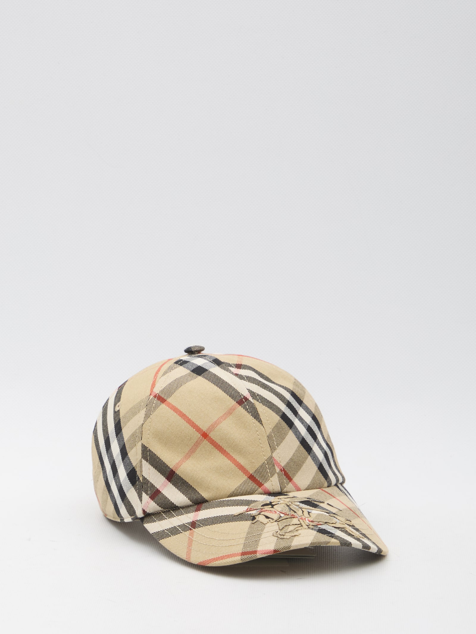 Shop Burberry Check Baseball Cap In Beige